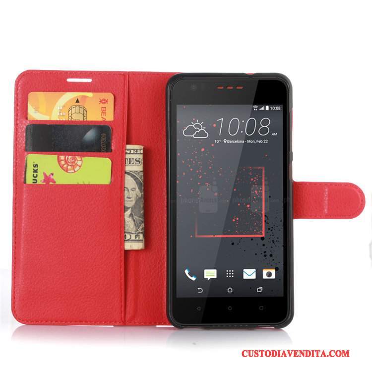 Custodia Htc Desire 825 Protezione Rosso Carta, Cover Htc Desire 825 Pelle Telefono