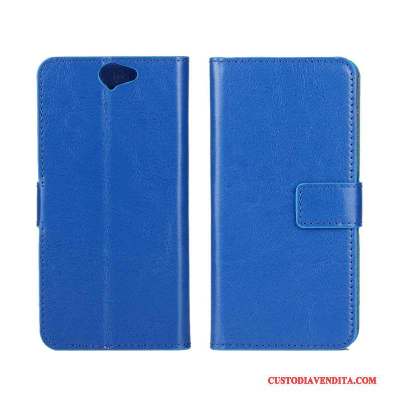 Custodia Htc One A9 Pelle Qualitàtelefono, Cover Htc One A9 Protezione Sottili Blu