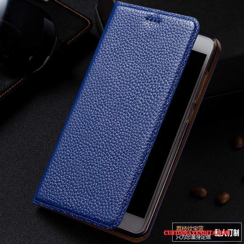 Custodia Htc One A9s Folio Telefono Blu, Cover Htc One A9s Pelle Litchi Anti-caduta