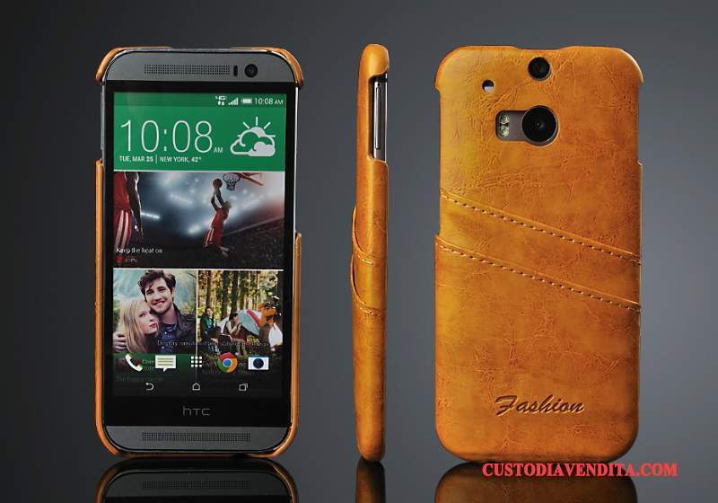 Custodia Htc One M8 Pelle Cartatelefono, Cover Htc One M8 Protezione Tendenza Coperchio Posteriore