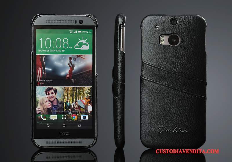 Custodia Htc One M8 Pelle Cartatelefono, Cover Htc One M8 Protezione Tendenza Coperchio Posteriore