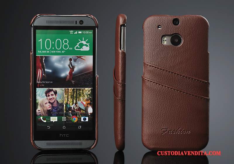 Custodia Htc One M8 Pelle Cartatelefono, Cover Htc One M8 Protezione Tendenza Coperchio Posteriore