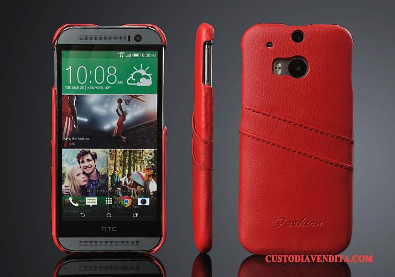 Custodia Htc One M8 Pelle Cartatelefono, Cover Htc One M8 Protezione Tendenza Coperchio Posteriore