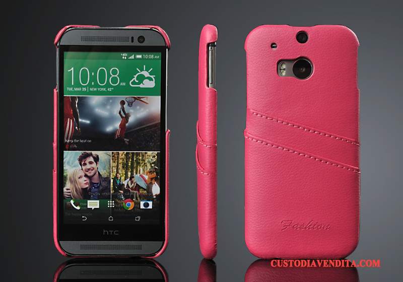 Custodia Htc One M8 Pelle Cartatelefono, Cover Htc One M8 Protezione Tendenza Coperchio Posteriore