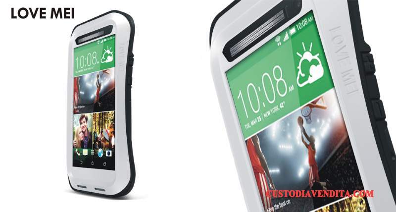 Custodia Htc One M8 Protezione Nero Metallo, Cover Htc One M8 Tre Difese Tutto Incluso