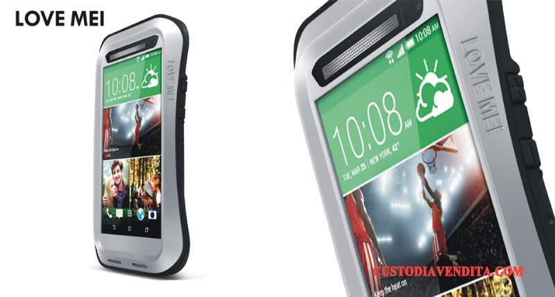 Custodia Htc One M8 Protezione Nero Metallo, Cover Htc One M8 Tre Difese Tutto Incluso