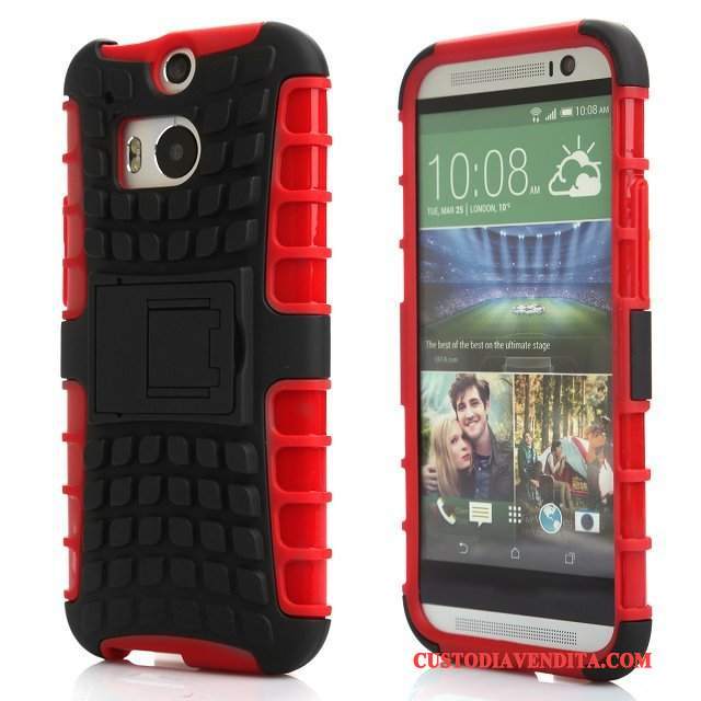 Custodia Htc One M8 Silicone Anti-caduta Rosso, Cover Htc One M8 Protezione Telefono Supporto