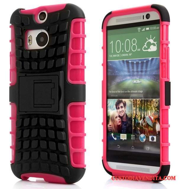 Custodia Htc One M8 Silicone Anti-caduta Rosso, Cover Htc One M8 Protezione Telefono Supporto