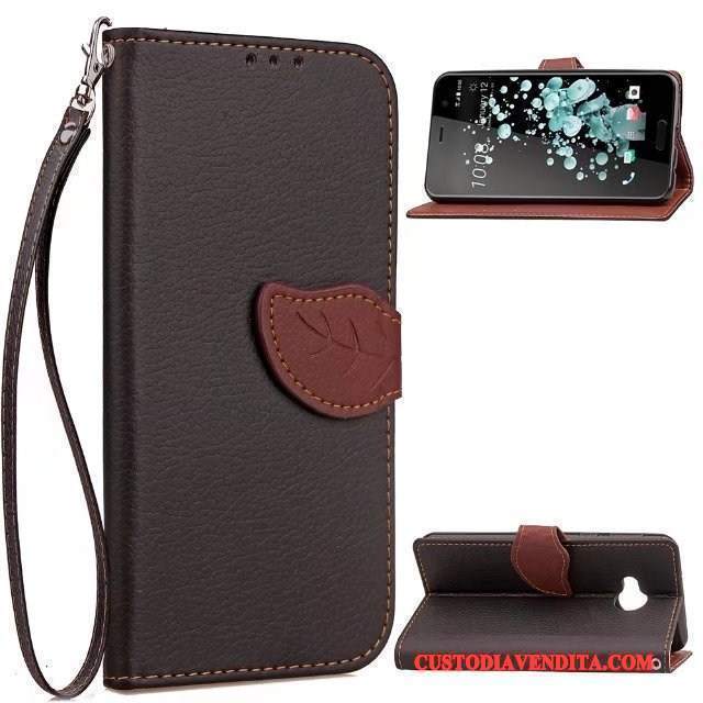 Custodia Htc U Play Pelle Affari Ornamenti Appesi, Cover Htc U Play Folio Telefono Rosso