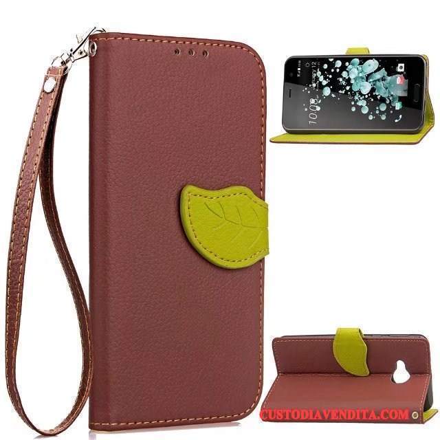 Custodia Htc U Play Pelle Affari Ornamenti Appesi, Cover Htc U Play Folio Telefono Rosso