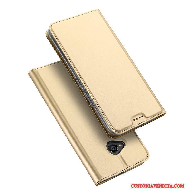 Custodia Htc U11 Life Pelle Supporto Oro, Cover Htc U11 Life Folio Antiscivolo Carta