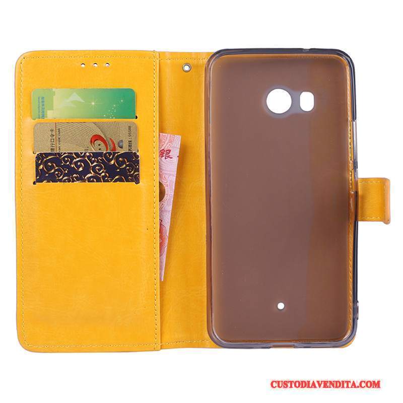 Custodia Htc U11 Pelle Anti-caduta Giallo, Cover Htc U11 Folio Telefono