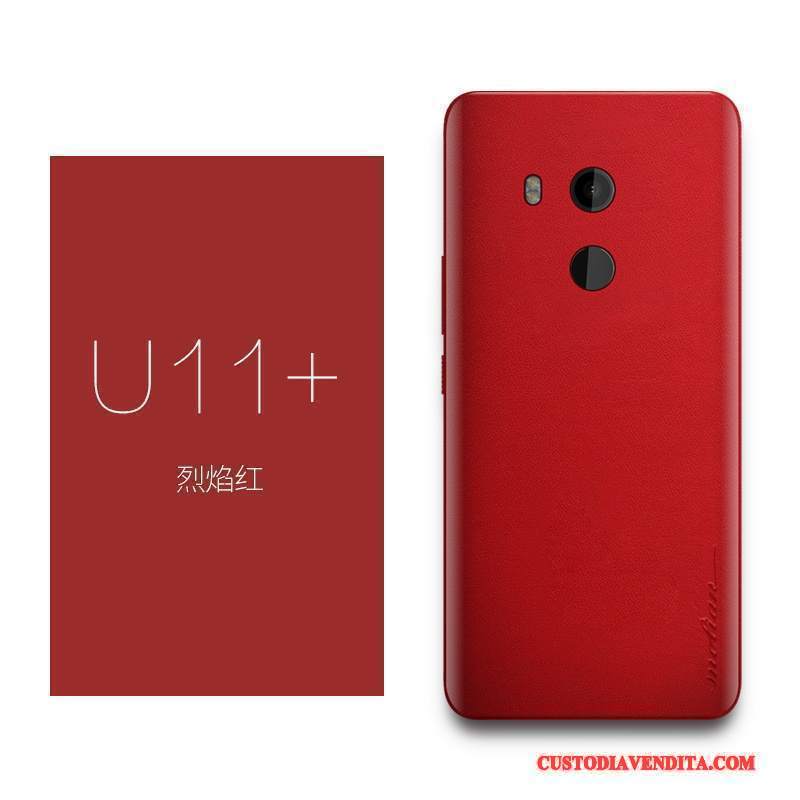 Custodia Htc U11+ Pelle Telefono Rosso, Cover Htc U11+ Creativo Sottile Lusso