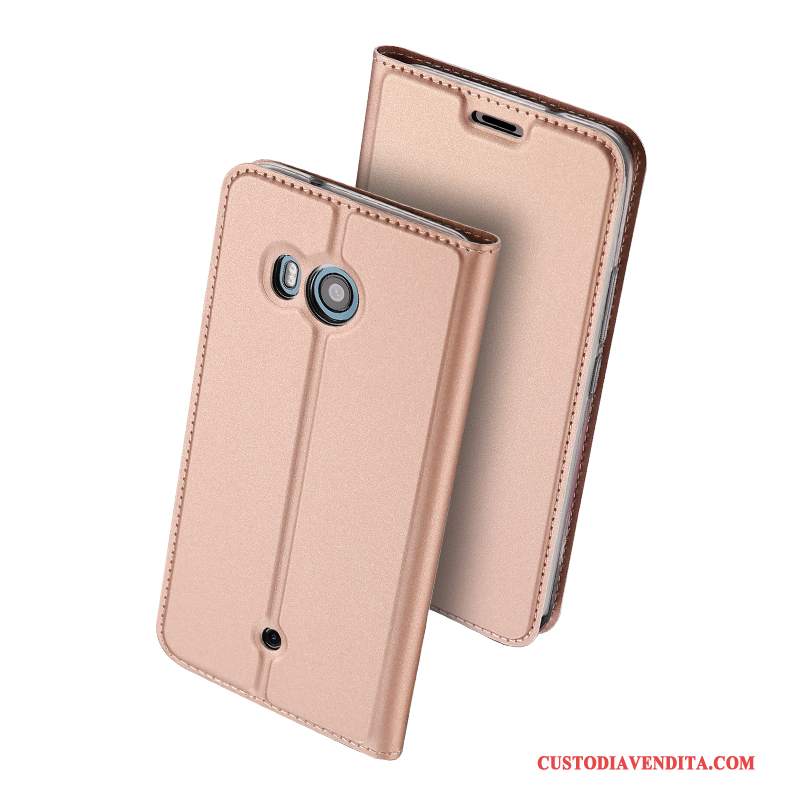 Custodia Htc U11+ Protezione Affari Leggere, Cover Htc U11+ Pelle Rosa Carta