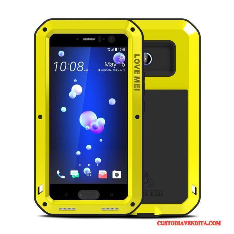 Custodia Htc U11 Protezione Metallo Zero, Cover Htc U11 Telefono Giallo