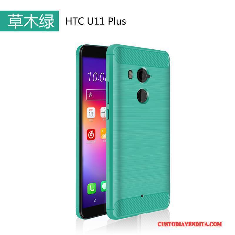 Custodia Htc U11+ Protezione Morbido Verde, Cover Htc U11+ Creativo Anti-cadutatelefono