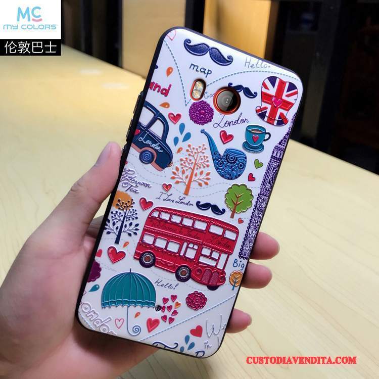 Custodia Htc U11 Silicone Bello Gattino, Cover Htc U11 Cartone Animato Morbido Bianco