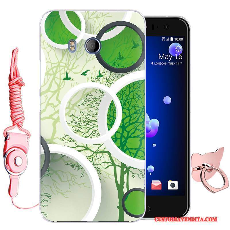 Custodia Htc U11 Silicone Morbido Verde, Cover Htc U11 Cartone Animato Anti-cadutatelefono