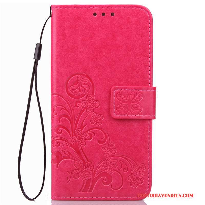 Custodia Huawei Ascend G6 Folio Tendenza Rosso, Cover Huawei Ascend G6 Pelle Anti-cadutatelefono