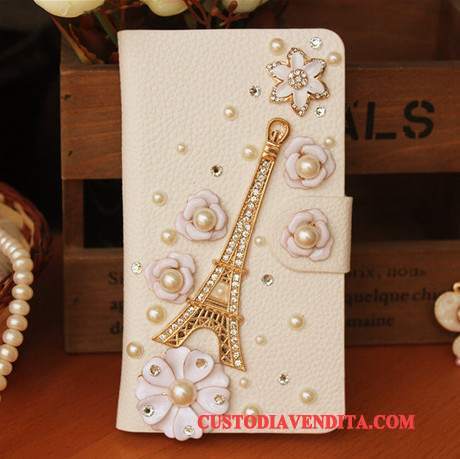 Custodia Huawei Ascend G6 Pelle Telefono Borse, Cover Huawei Ascend G6 Strass Oro