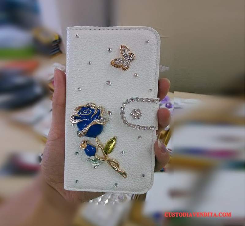 Custodia Huawei Ascend G6 Pelle Telefono Borse, Cover Huawei Ascend G6 Strass Oro