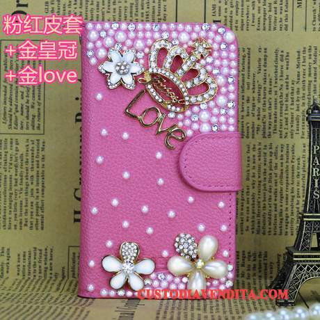 Custodia Huawei Ascend G6 Pelle Telefono Borse, Cover Huawei Ascend G6 Strass Oro