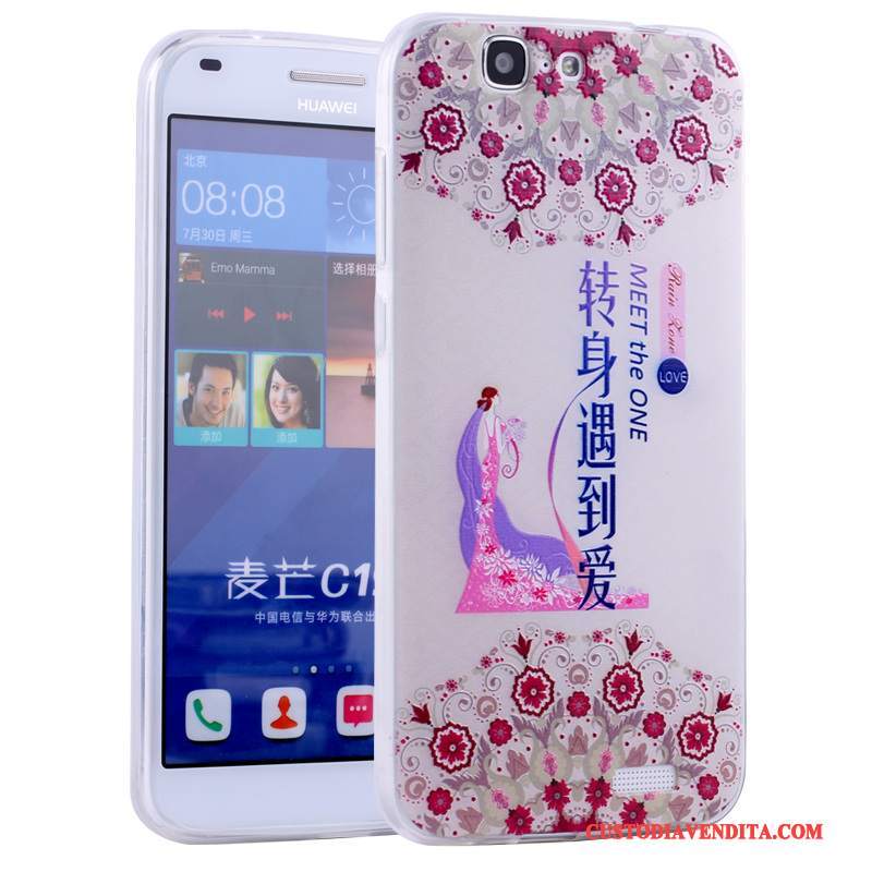 Custodia Huawei Ascend G7 Cartone Animato Anti-cadutatelefono, Cover Huawei Ascend G7 Silicone Morbido Rosa