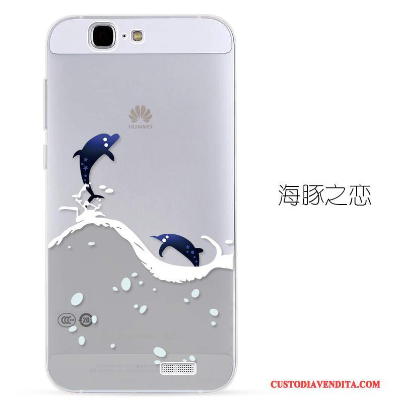 Custodia Huawei Ascend G7 Goffratura Trasparente Morbido, Cover Huawei Ascend G7 Silicone Blutelefono