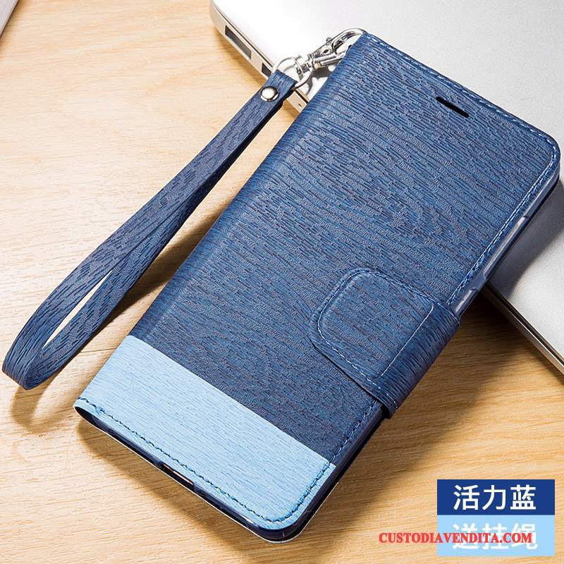 Custodia Huawei Ascend G7 Pelle Anti-caduta Blu Scuro, Cover Huawei Ascend G7 Folio Telefono