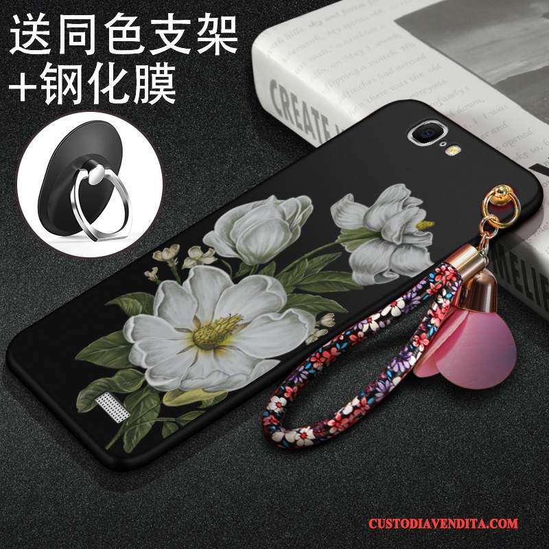 Custodia Huawei Ascend G7 Silicone Macchiati Morbido, Cover Huawei Ascend G7 Protezione Nero Tutto Incluso