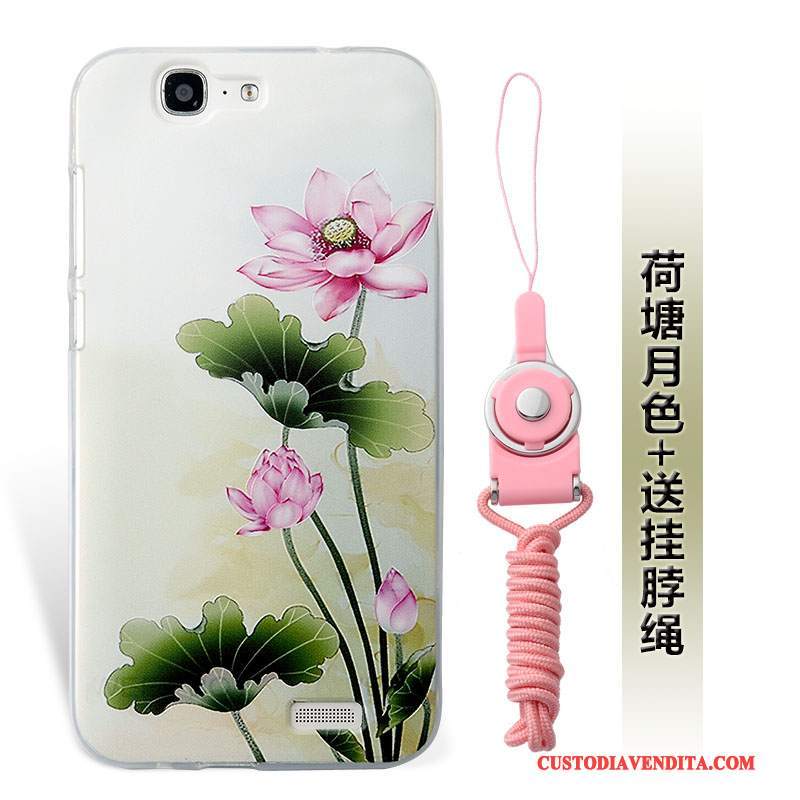 Custodia Huawei Ascend G7 Silicone Morbido Anti-caduta, Cover Huawei Ascend G7 Protezione Ornamenti Appesitelefono