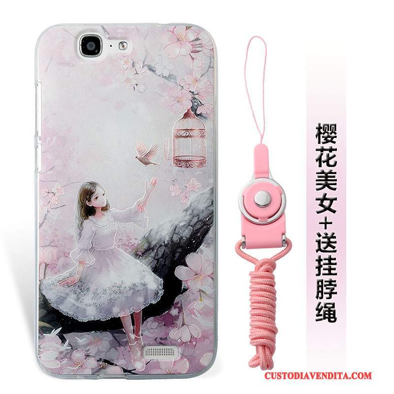 Custodia Huawei Ascend G7 Silicone Morbido Anti-caduta, Cover Huawei Ascend G7 Protezione Ornamenti Appesitelefono