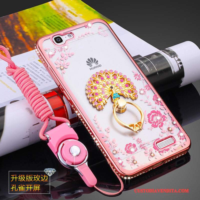 Custodia Huawei Ascend G7 Silicone Morbido Rosa, Cover Huawei Ascend G7 Protezione Telefono Ornamenti Appesi