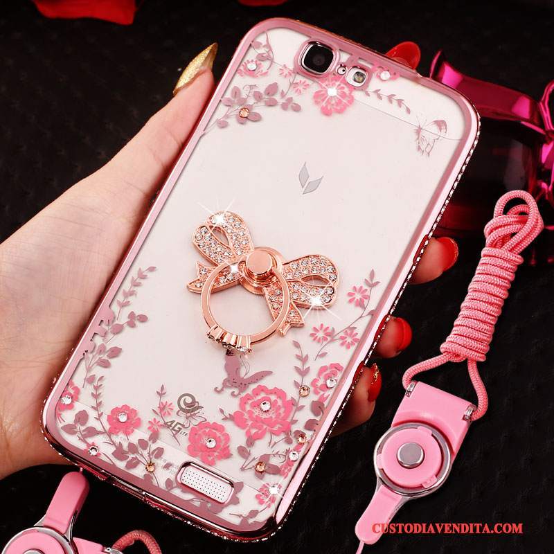 Custodia Huawei Ascend G7 Silicone Ornamenti Appesi Morbido, Cover Huawei Ascend G7 Protezione Tendenza Rosa