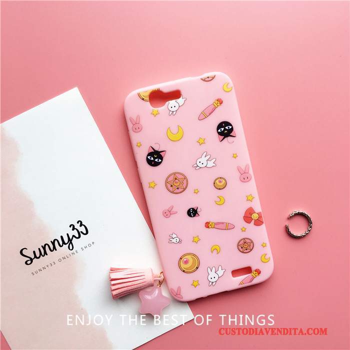 Custodia Huawei Ascend G7 Silicone Rosa Morbido, Cover Huawei Ascend G7 Telefono Bello