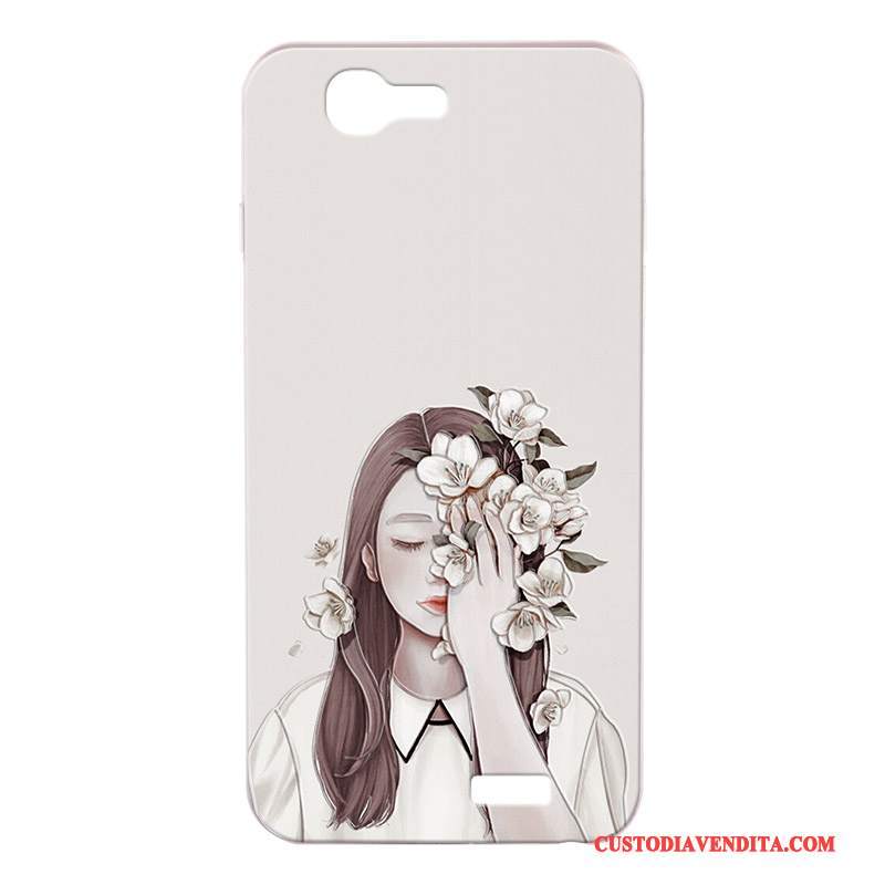 Custodia Huawei Ascend G7 Silicone Telefono Bianco, Cover Huawei Ascend G7 Goffratura Morbido Anti-caduta