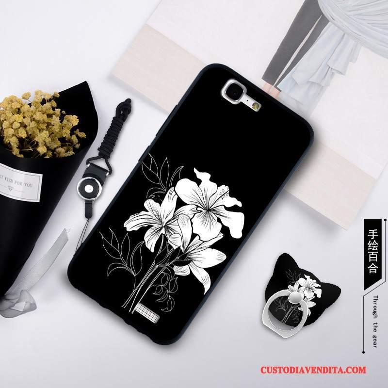 Custodia Huawei Ascend G7 Silicone Telefono Bianco, Cover Huawei Ascend G7 Protezione Fibbia Ring