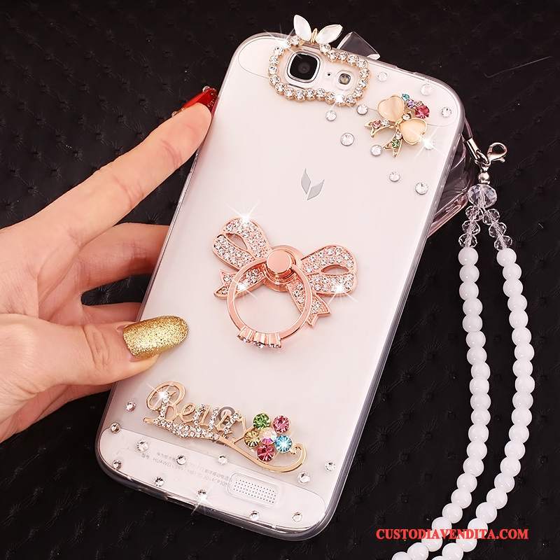 Custodia Huawei Ascend G7 Strass Morbido Rosa, Cover Huawei Ascend G7 Protezione Telefono