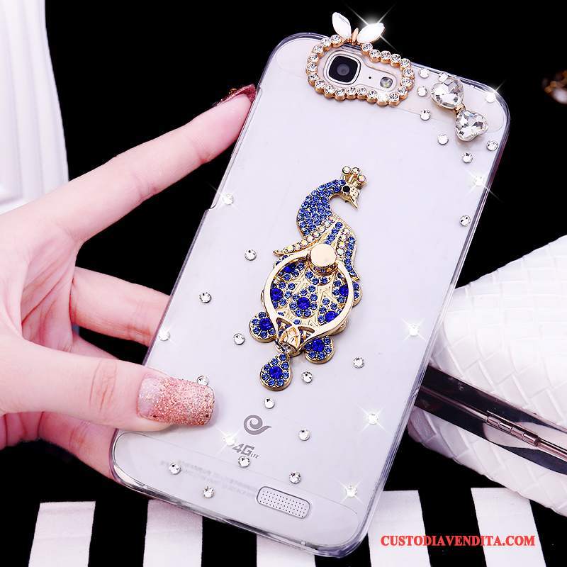 Custodia Huawei Ascend G7 Strass Telefono Ring, Cover Huawei Ascend G7 Tendenza Bianco