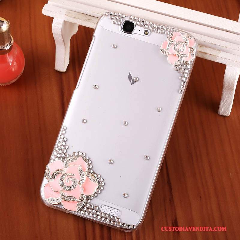 Custodia Huawei Ascend G7 Strass Trasparente Difficile, Cover Huawei Ascend G7 Protezione Telefono Rosa