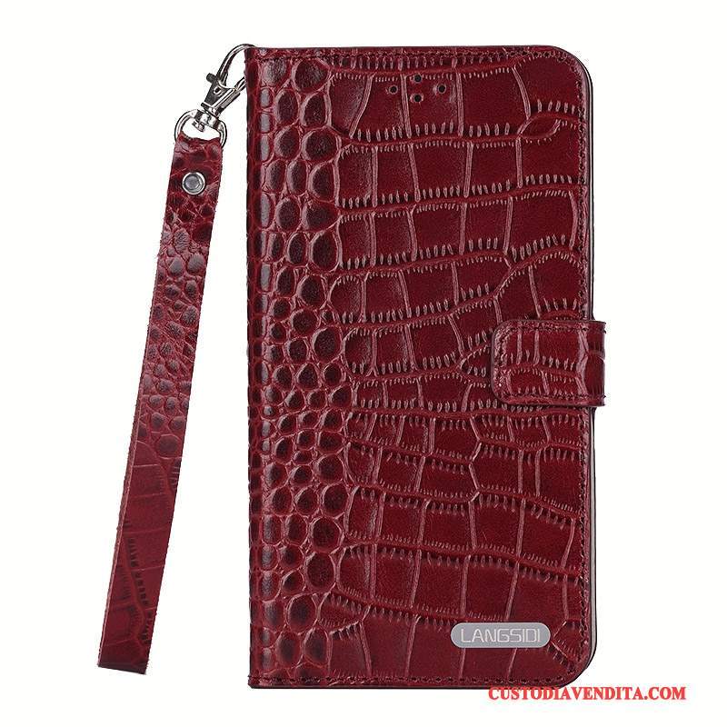 Custodia Huawei Ascend Mate 7 Folio Semplici Vino Rosso, Cover Huawei Ascend Mate 7 Pelle Telefono