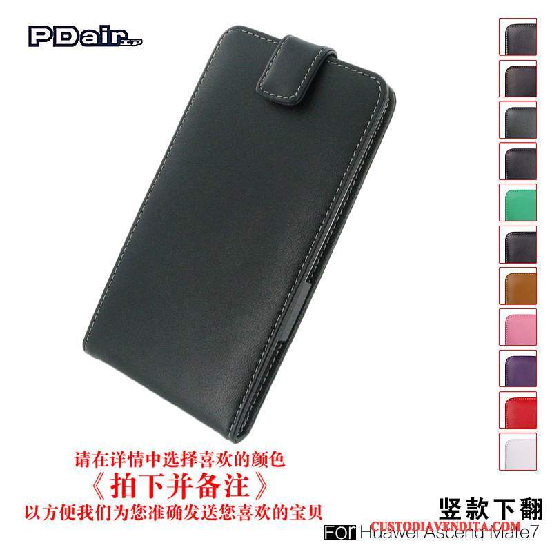 Custodia Huawei Ascend Mate 7 Pelle Borse Semplici, Cover Huawei Ascend Mate 7 Protezione Affari Nero