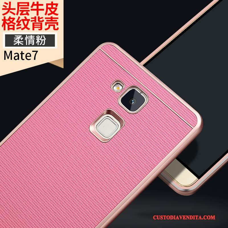 Custodia Huawei Ascend Mate 7 Pelle Metallo Telaio, Cover Huawei Ascend Mate 7 Protezione Giallotelefono