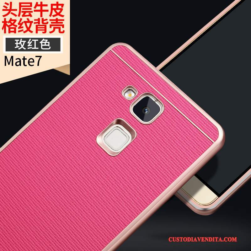 Custodia Huawei Ascend Mate 7 Pelle Metallo Telaio, Cover Huawei Ascend Mate 7 Protezione Giallotelefono