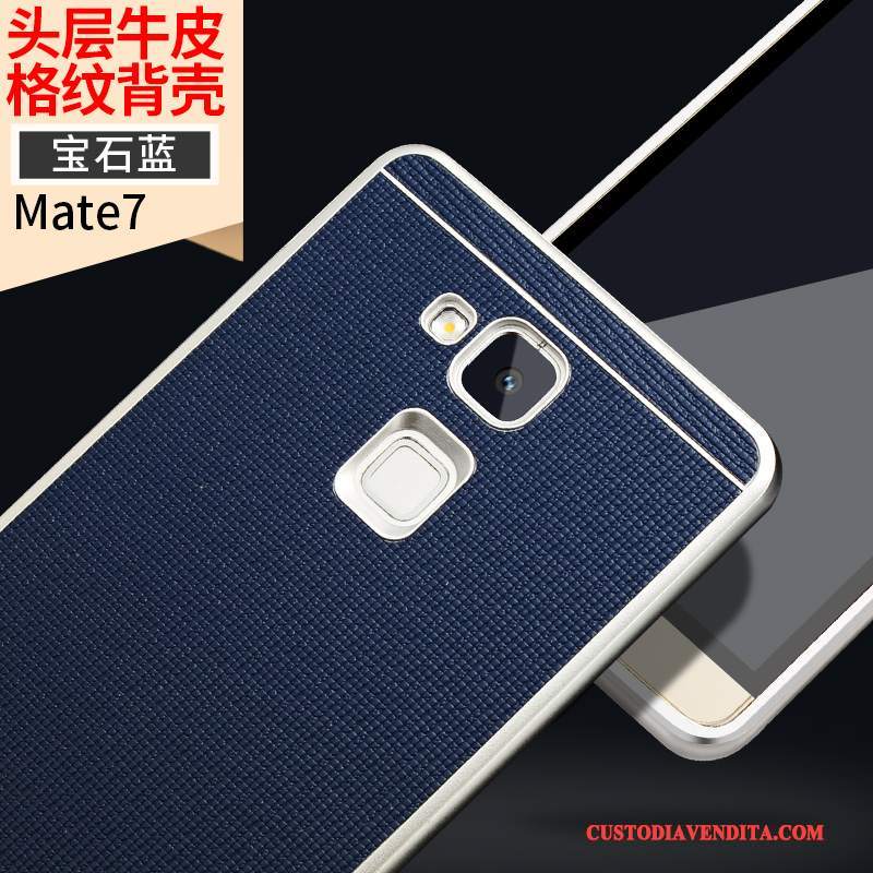 Custodia Huawei Ascend Mate 7 Pelle Metallo Telaio, Cover Huawei Ascend Mate 7 Protezione Giallotelefono