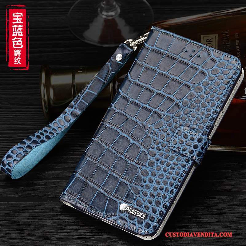 Custodia Huawei Ascend Mate 7 Pelle Ornamenti Appesi Blu Scuro, Cover Huawei Ascend Mate 7 Folio Telefono