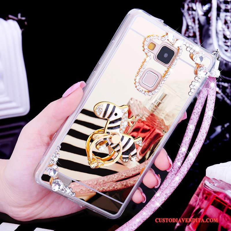 Custodia Huawei Ascend Mate 7 Silicone Telefono Oro, Cover Huawei Ascend Mate 7 Strass Bello