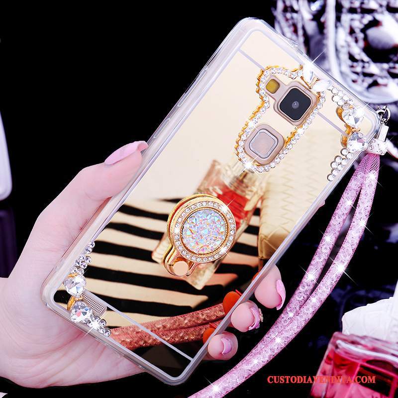 Custodia Huawei Ascend Mate 7 Silicone Telefono Oro, Cover Huawei Ascend Mate 7 Strass Bello