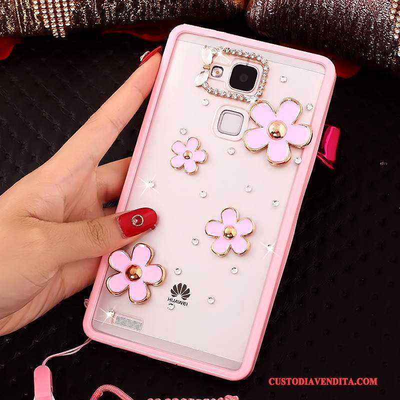 Custodia Huawei Ascend Mate 7 Strass Morbido Tendenza, Cover Huawei Ascend Mate 7 Protezione Telefono Rosa