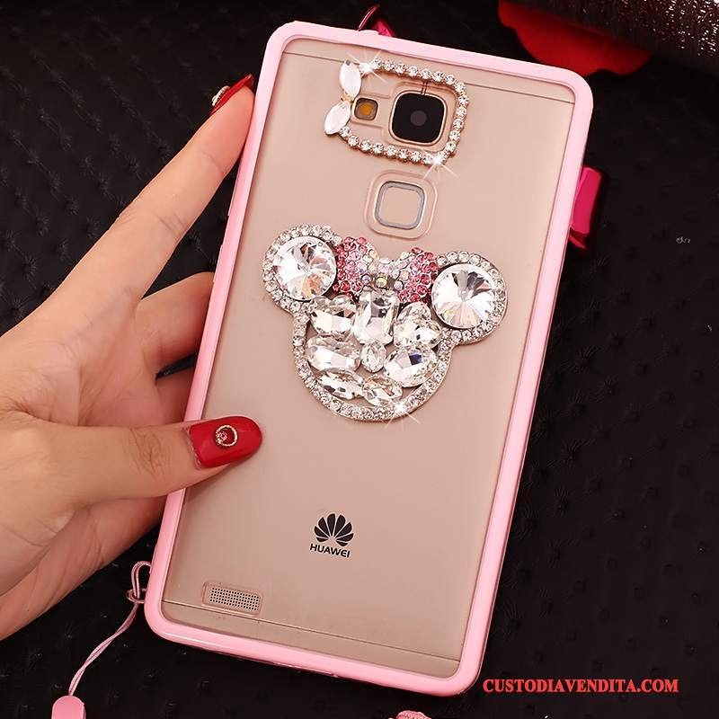 Custodia Huawei Ascend Mate 7 Strass Morbido Tendenza, Cover Huawei Ascend Mate 7 Protezione Telefono Rosa